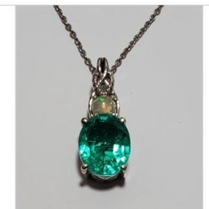Brilliant Natural Emerald and Opal Necklace